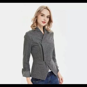 CAbi Jacket Gray Rebel Coat Asymmetrical Zip